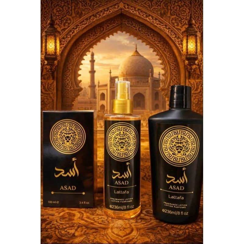 kit perfume, creme hidratante e body. durabilidade de 8 horas e intensidade asad.