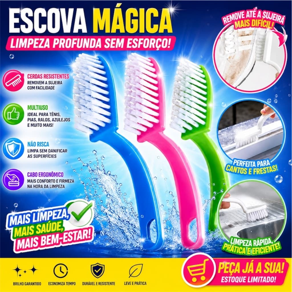 Escova de Limpeza Geral multiuso Para Cozinha Roupas Banheiro Tenis Sapato Higiene
