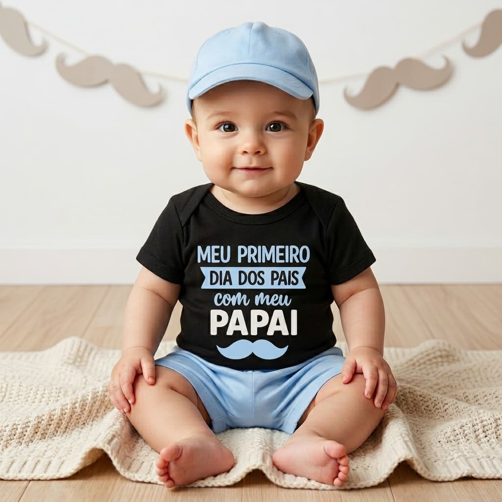 Kit Masculino 3 Peças Body Infantil Temático Dia dos Pais 100% Algodão Menino Papai