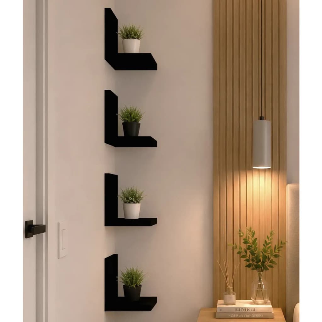 Kit 4 Prateleiras L 15 x 12 cm 100% Mdf Multiuso Suporte Para Suculentas Decoração Ambiente