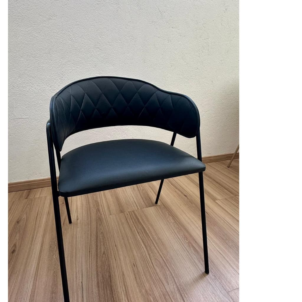 Conjunto 2 Cadeiras C&M Decor Veneza Couro Preto Metal Moderno