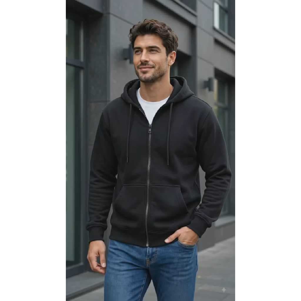 Blusa De Moletom Masculina Com Ziper Bolso Canguru Capuz