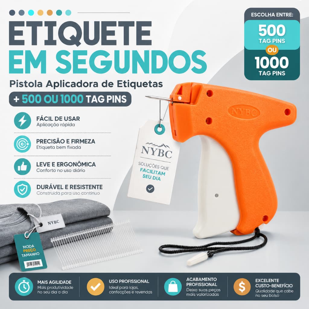 Aplicador De Tag Etiquetadora C/ 500 Ou 1000 Tag Pin - Chai