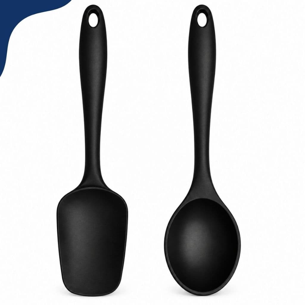 Kit 2 Colheres Silicone Antiaderente Espátula Colher Cozinha 27cm