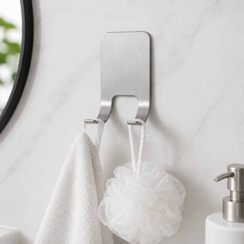 Gancho Adesivo de Metal Multiuso Sem Furar para Banheiro Cozinha Cabos e Celular