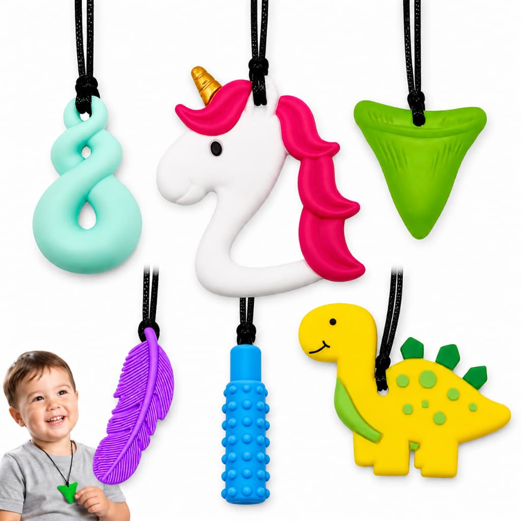 Kit 3 Colar Mordedor Sensorial Infantil Autismo Anti Stress TDHA TEA TOD Regulação