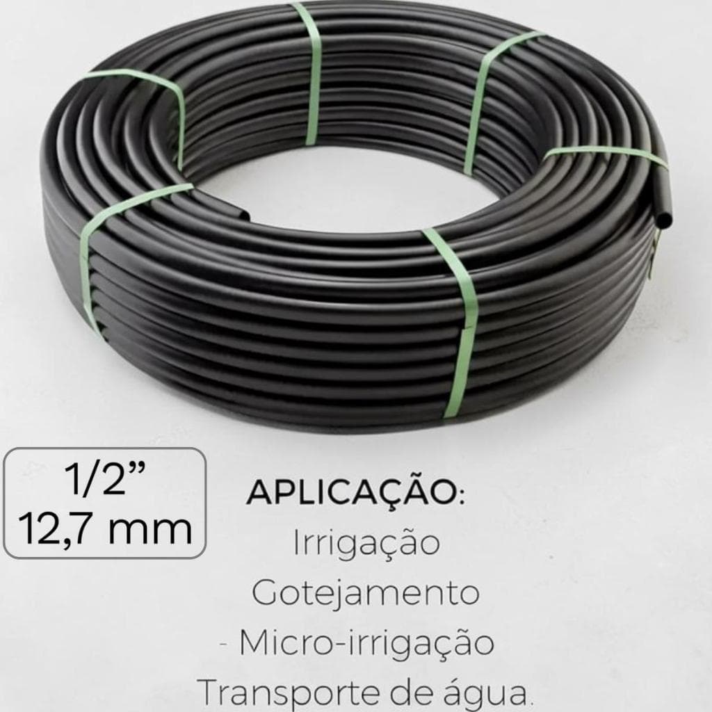 Mangueira Irrigação Gotejamento 1/2 Plástica Rolo Com 50 Metros SEM FUROS Reforçada Selo Azul