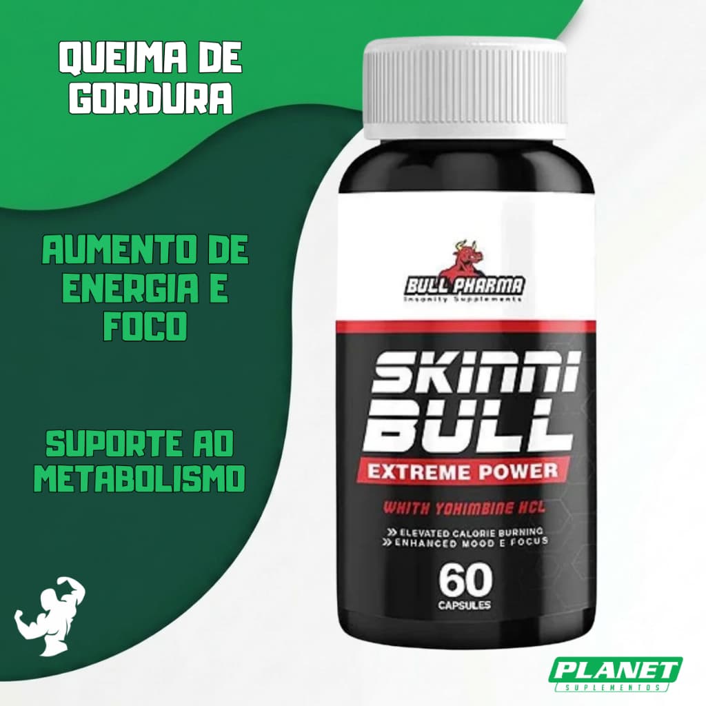 Skinni bull 60caps bull pharma termogênico energia foco definição premium original top