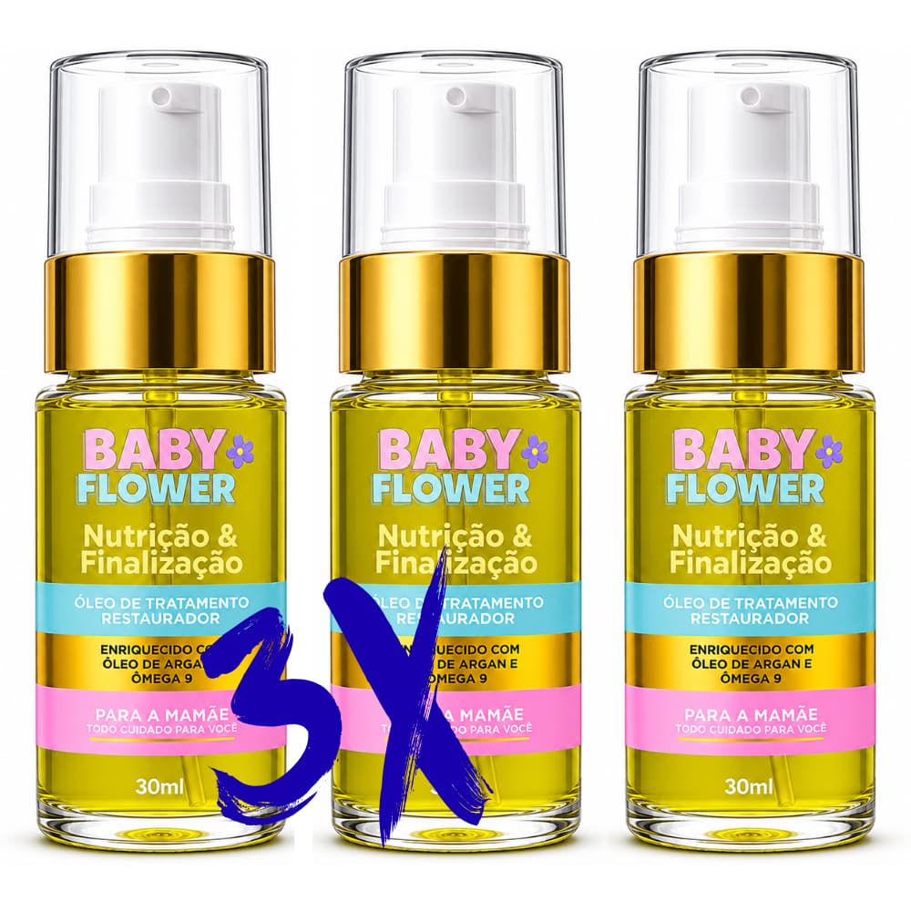Kit 3 Óleo de Argan, Proteção Térmica, Restauração e Nutrição, com Ômega 9, Redução de Frizz 30ml
