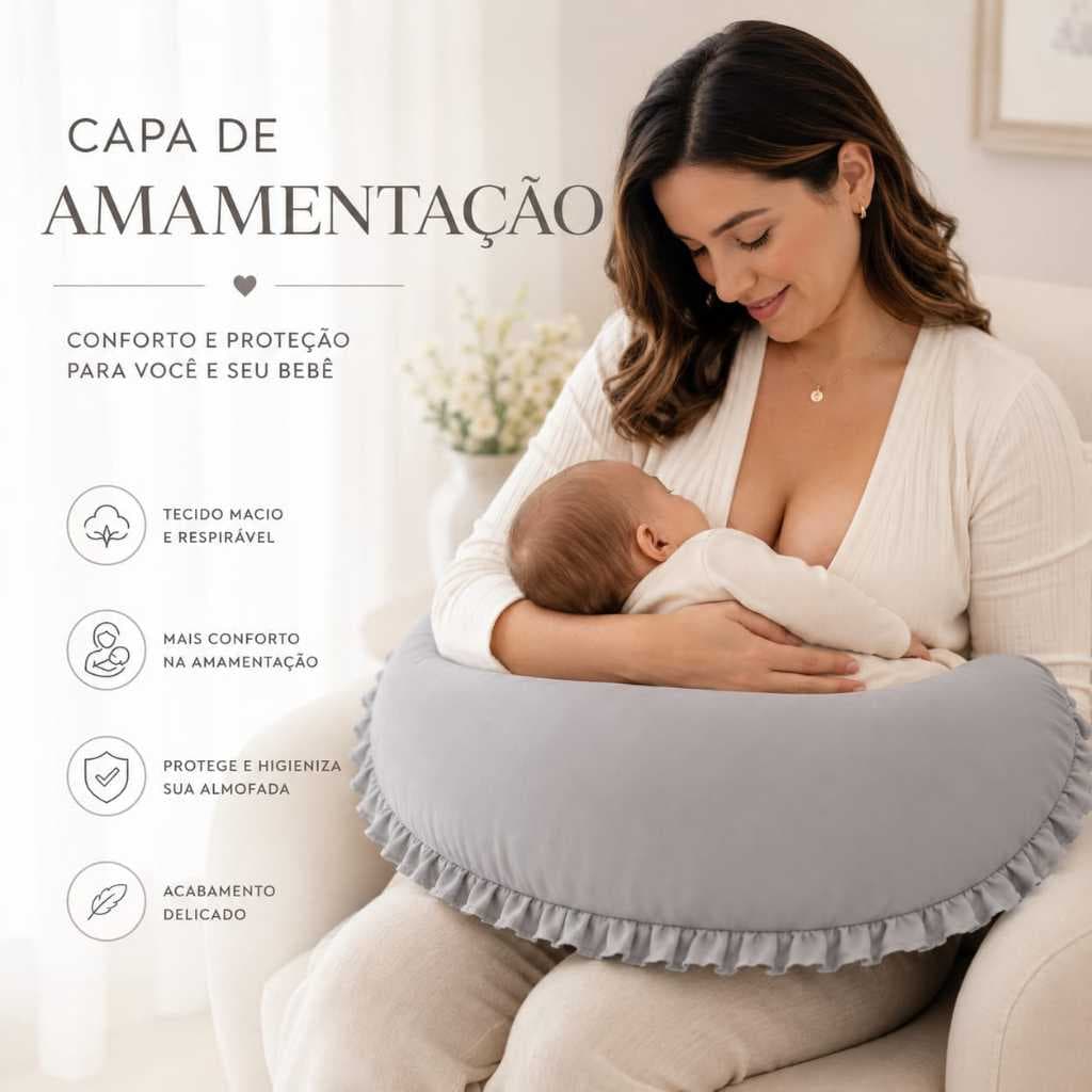 Capa de Almofada de Amamentação Travesseiro Apoio Para Gestante Com Babados Bebe Menina Menino
