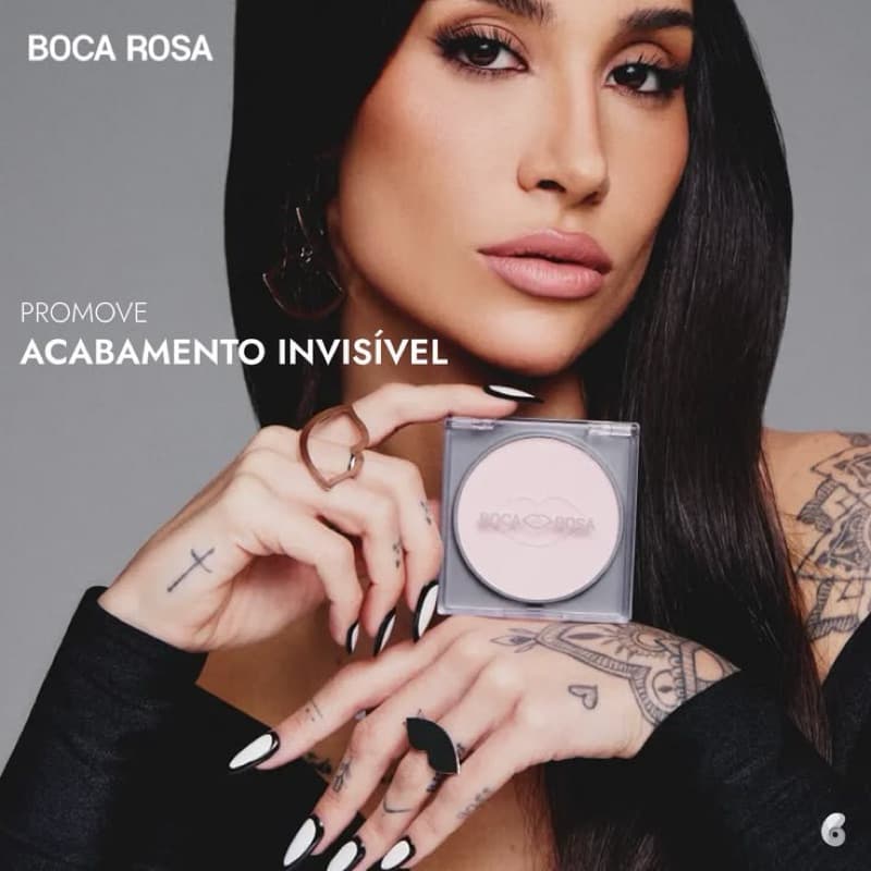 Pó Compacto Translúcido Boca Rosa 9g – Efeito Matte, Controle de Oleosidade e Fixação Duradoura