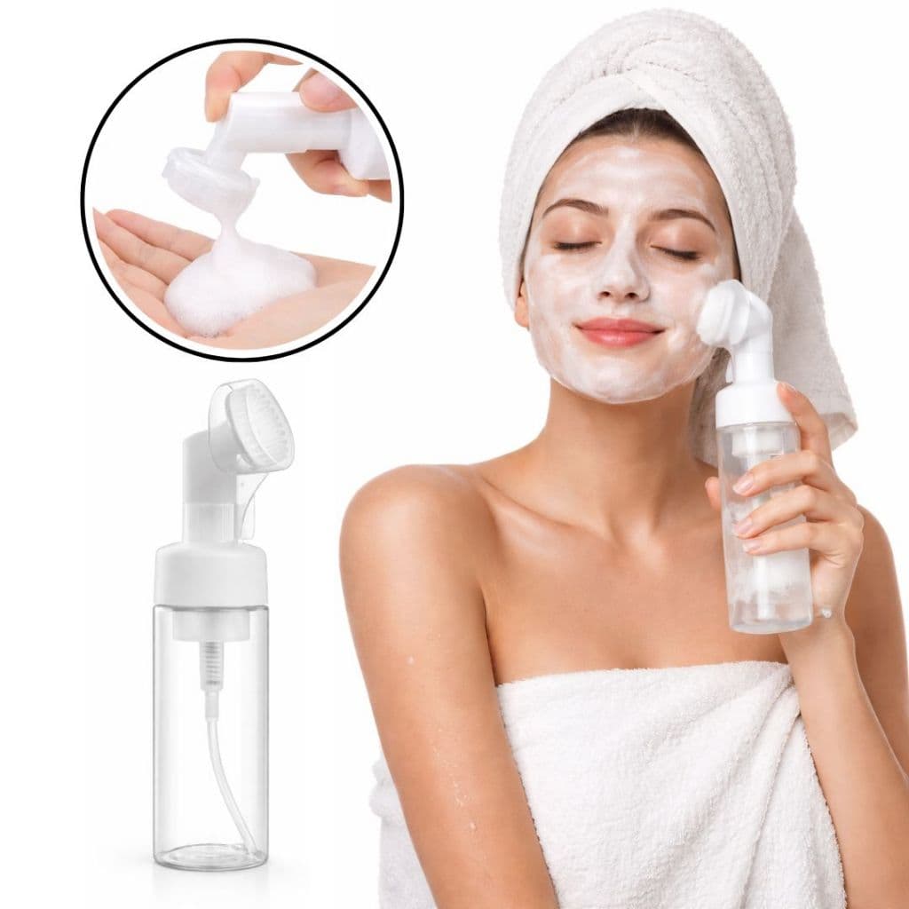 Pump Espumador Removedor de Maquiagem Escova Limpeza Facial Skincare Esponja