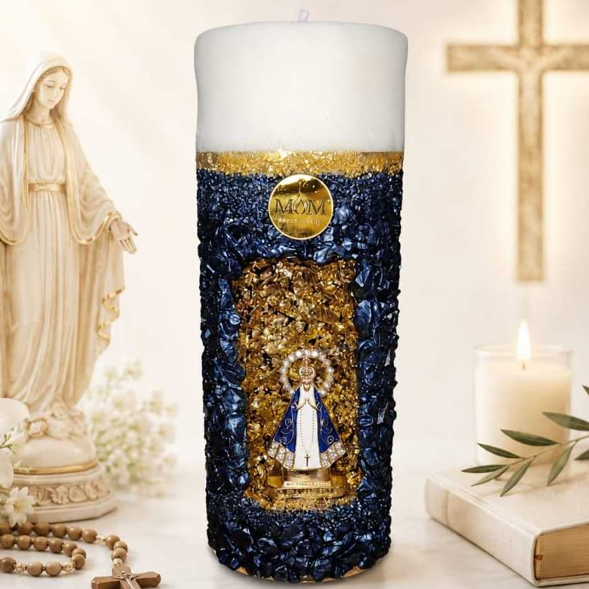 Vela Aromática Pedra Decorativa - Nossa Senhora Aparecida - Decoração Proteção Espiritualidade e Fé