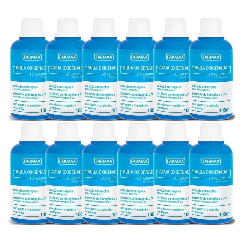 Kit 12 und Água Oxigenada Farmax 10 Volumes 100ml