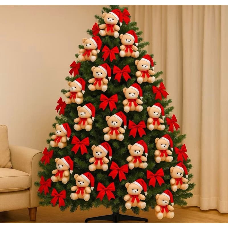 Urso de Pelúcia Natal 20cm Decorativo – Presente de Natal Encantador