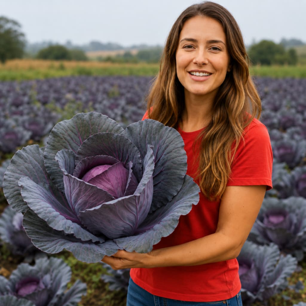 Sementes de Couve Roxa Gigante Tailandesa Para Horta e Vasos