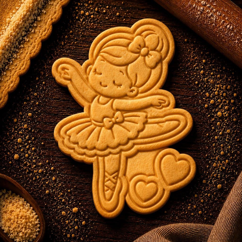 Cortador+Carimbo para Biscoito Bailarina Ballet Dança Sapatilha Arco 6cm com Puxador Pasta Americana