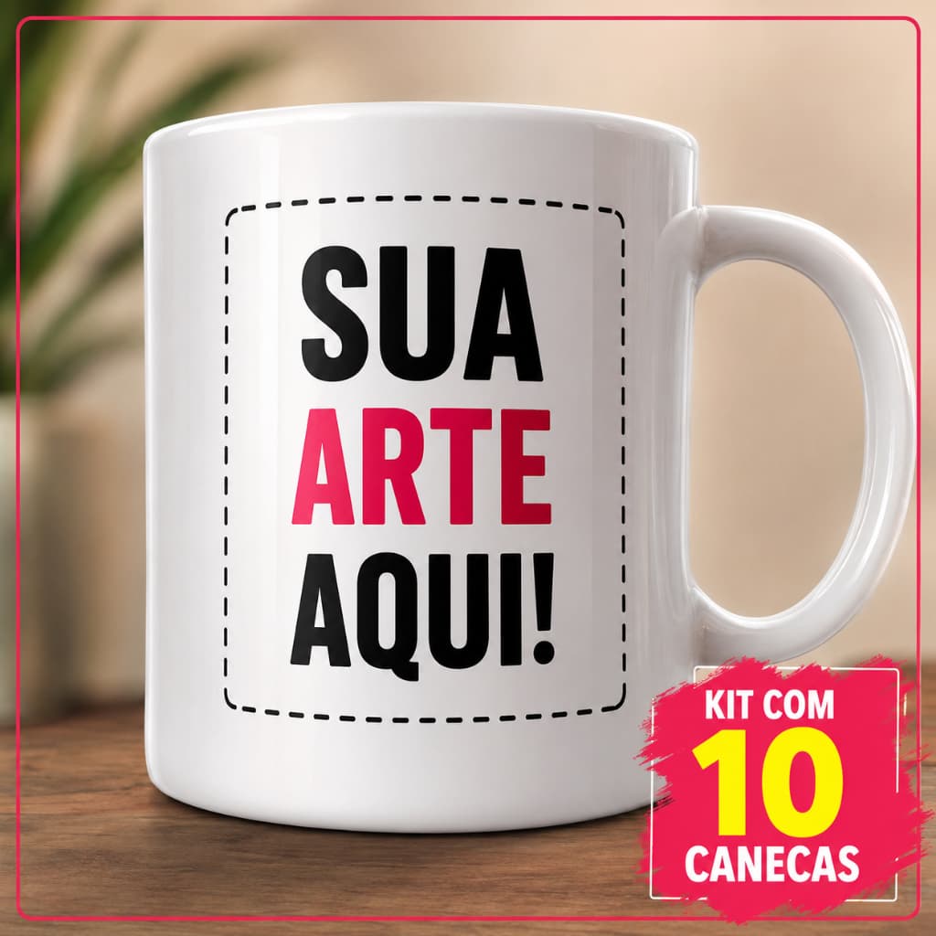 Kit 10 20 30 40 50 Canecas Personalizadas Com Foto Logo Frase Sua Arte Aqui Porcelana 325ml