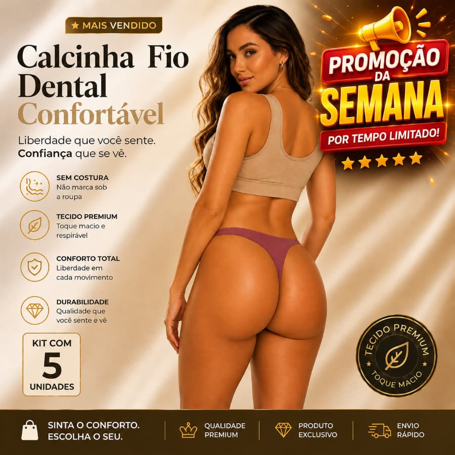 Calcinha Confortável Linha Premium Sem Costura Fio Dental