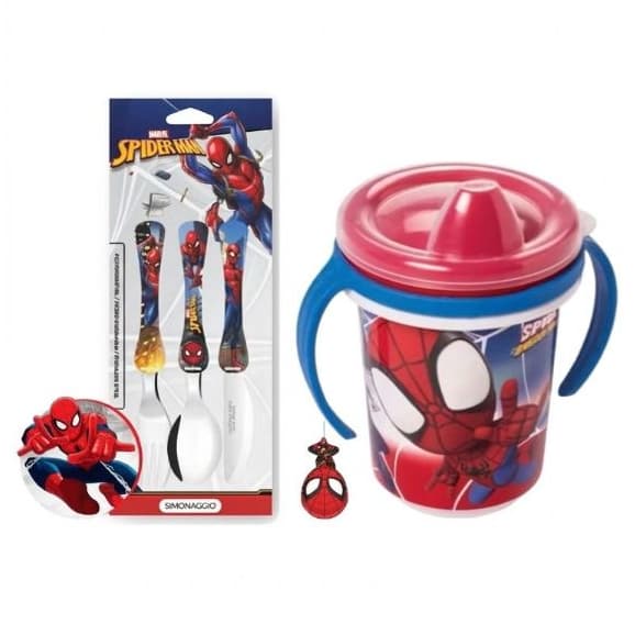 Kit Homem Aranha / Spidey Baby - Copo de treinamento e Talheres