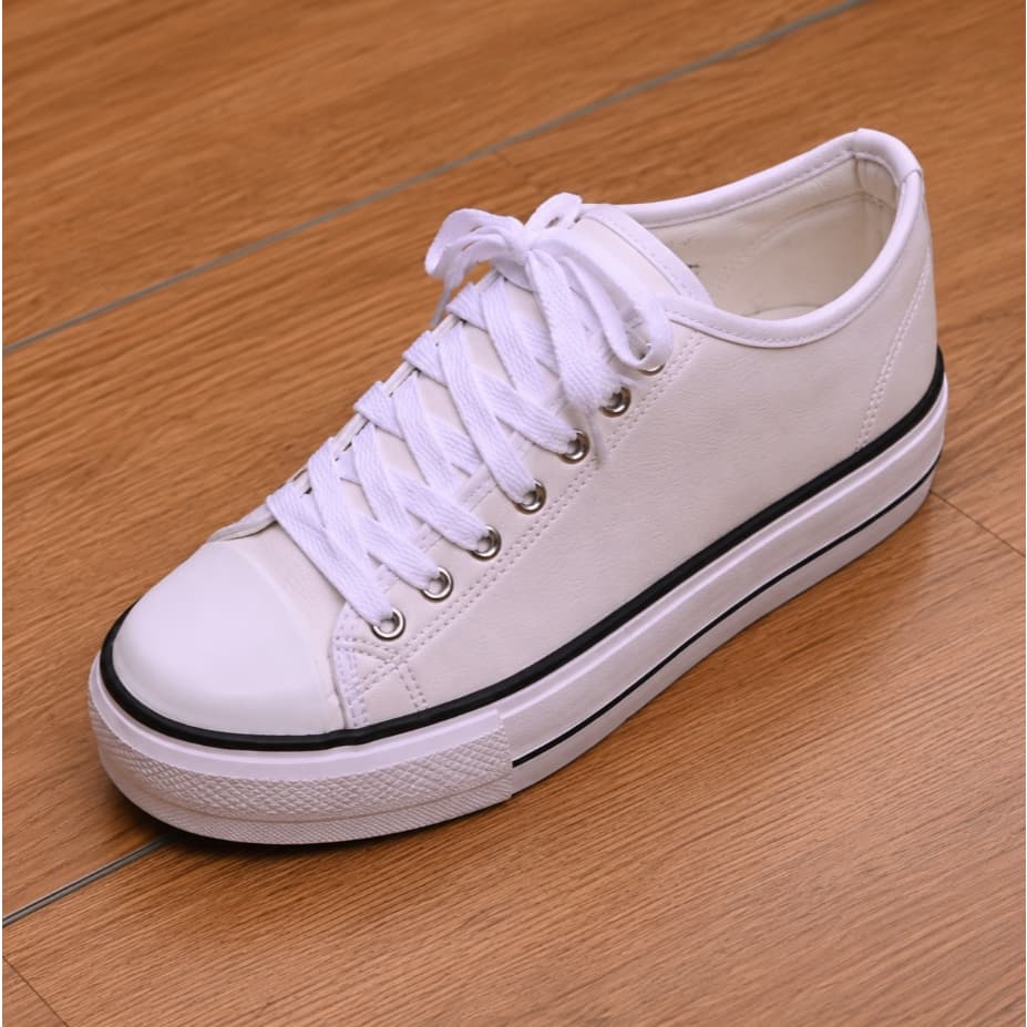 Tênis Plataforma Feminino Couro ou Tecido Casual Clássico Retrô Dia a Dia Oferta