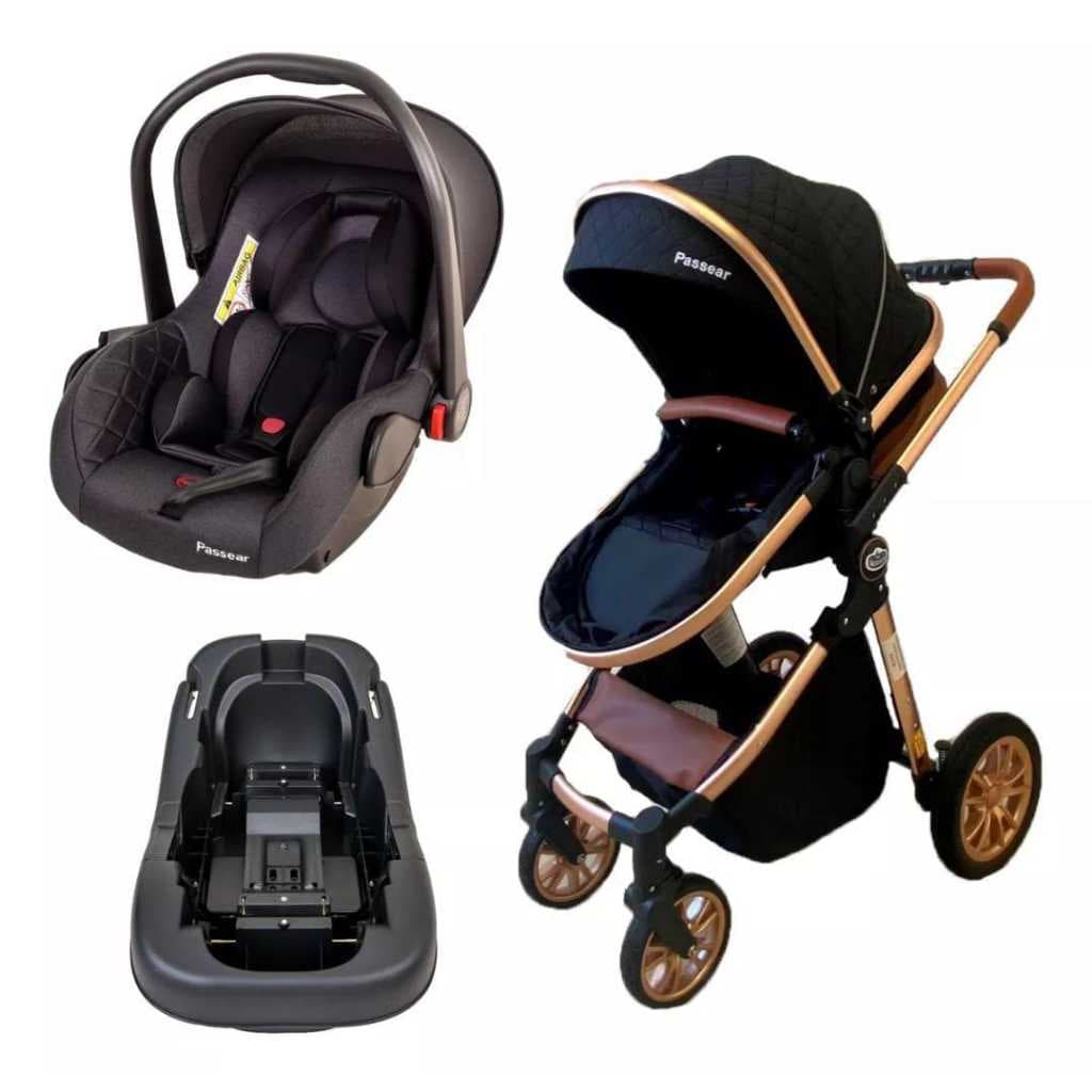 Carrinho De Bebê Europeu Luxo 4 em 1 Passear - Super Lançamento - Moisés - Bebê Conforto e Base