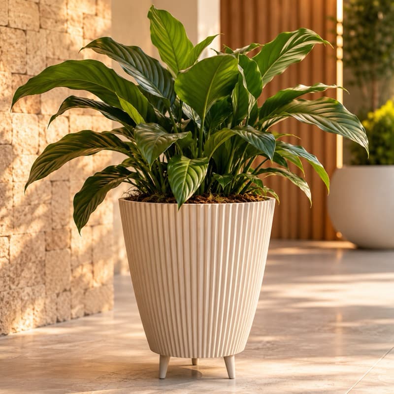 Vaso para Planta Canelado com pés 34x26 Coluna Moderna Decorativo Sala Jardim Resistente