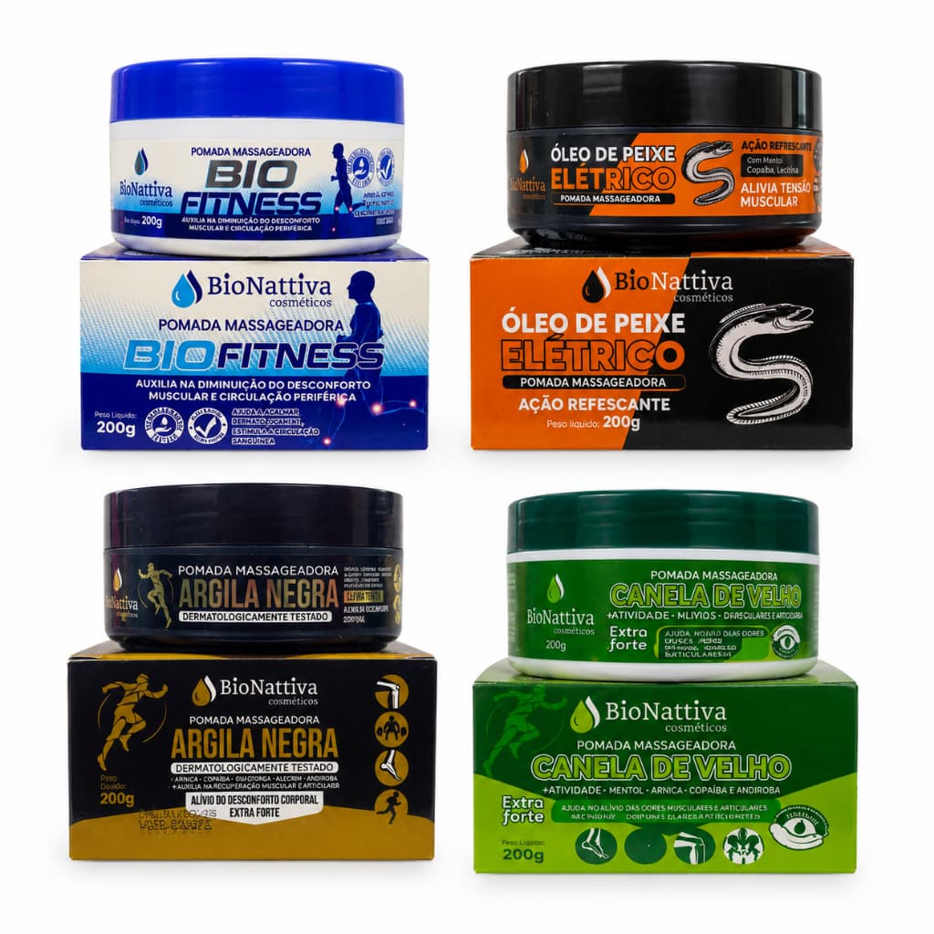 Pomada Massageadora Bio Nattiva 200g Alívio Imediato, Dores Musculares, Relaxante Natural
