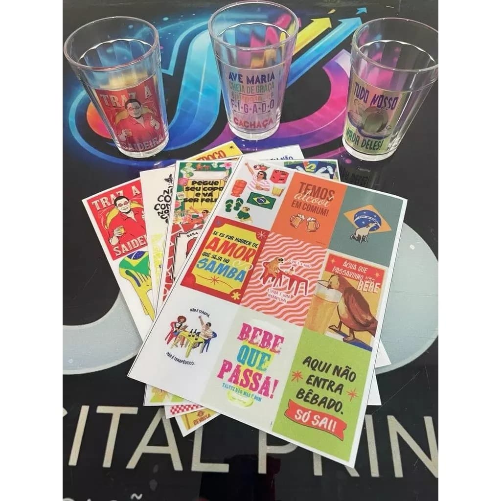 Kit 36 Adesivos Etiquetas Boteco Frases Cerveja Transparente Fosco Mate 6,5x4,5cm
