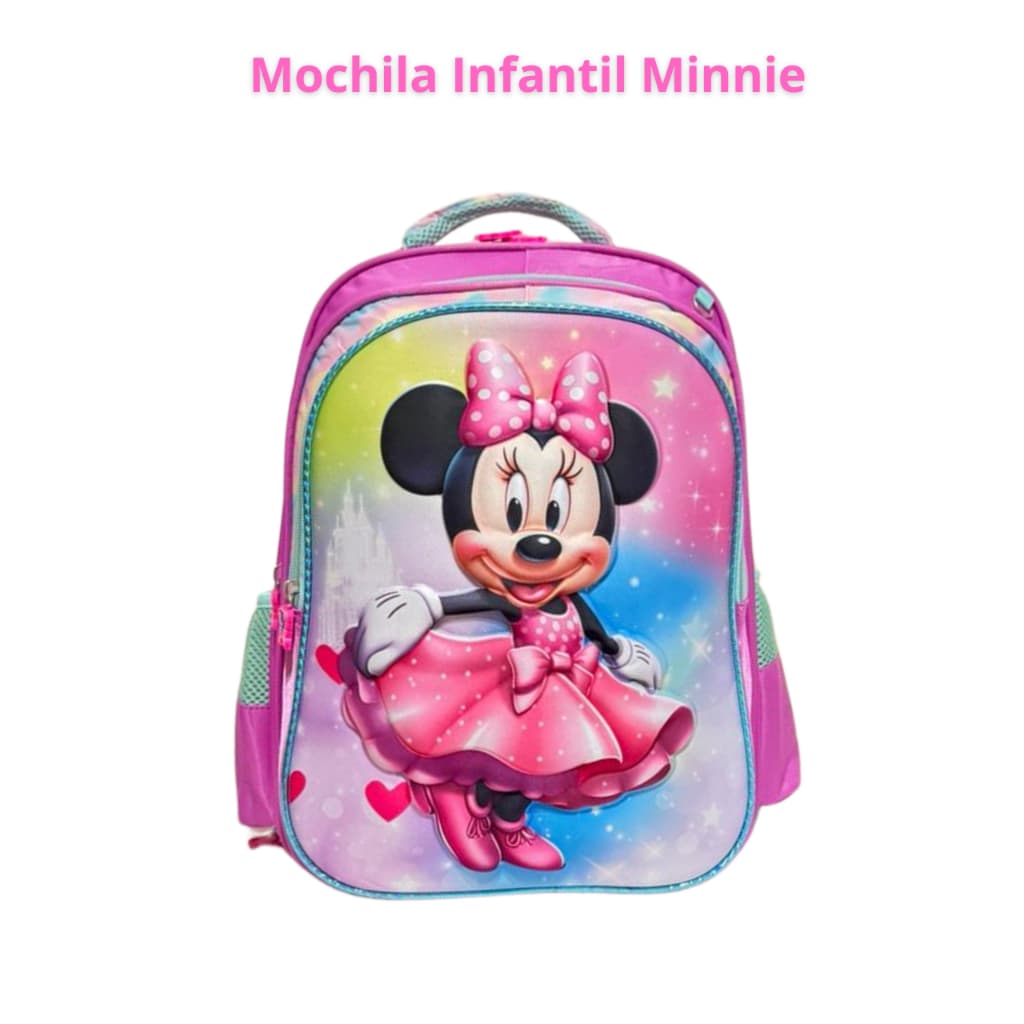 Mochila Escolar 3D Infantil Minnie Menina