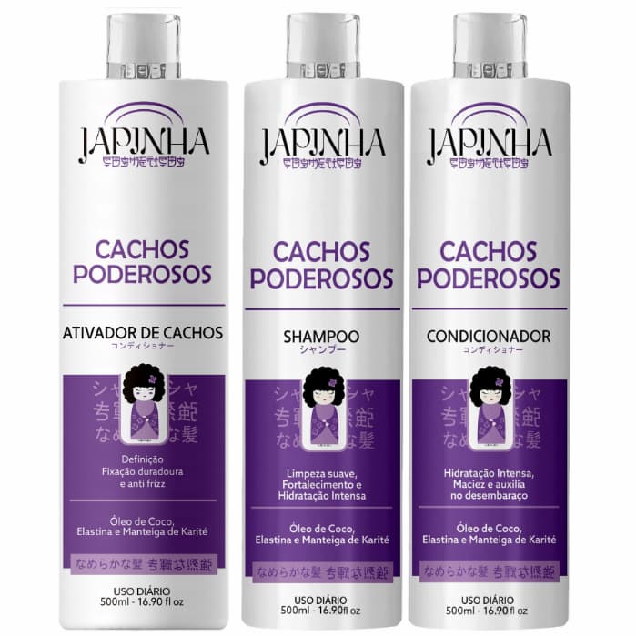 Kit Ativador + Shampoo e Condicionador 👩🏽‍🦱 Cachos Poderosos ⛩️ Japinha