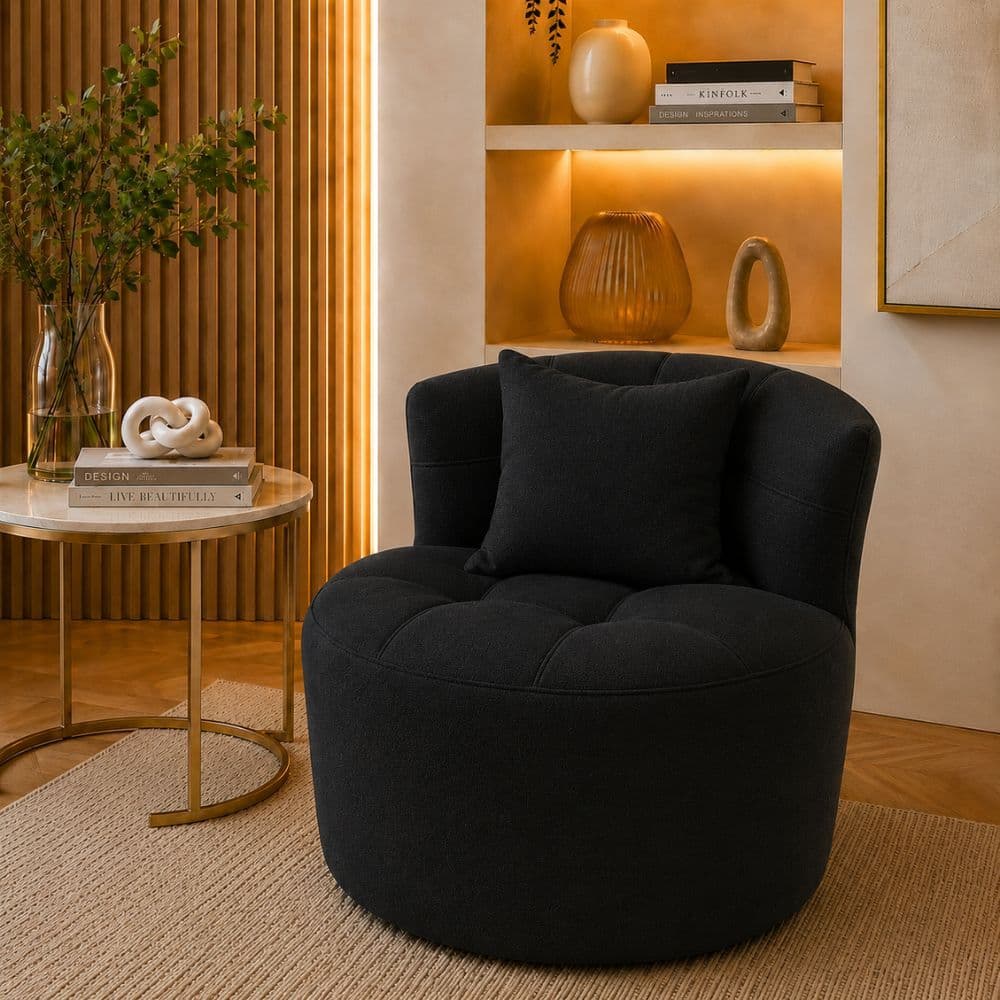 Poltrona Yoongi Orgânica Com Almofada Assento Amplo Para Camarim Luxuoso Confortável Suede Preto