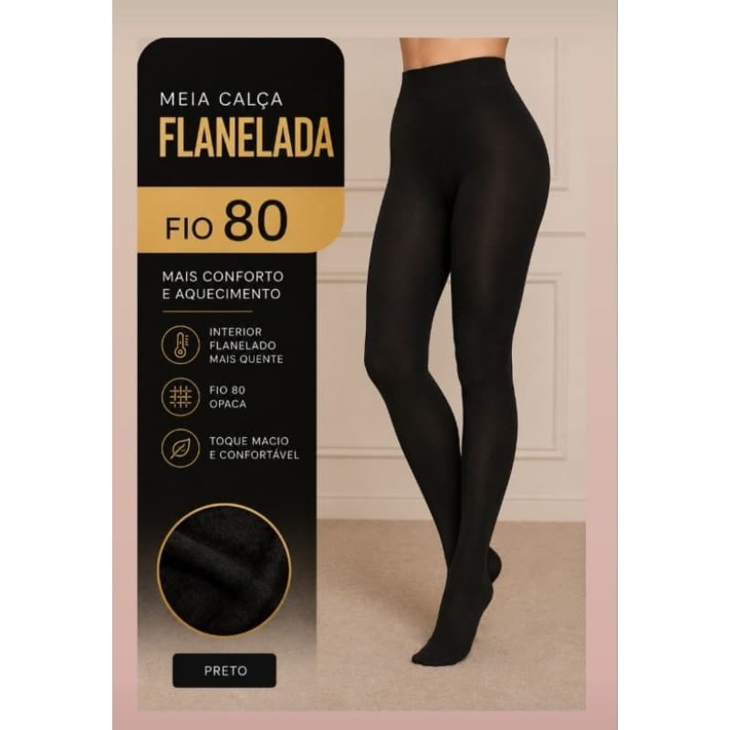 Meia Calça Fio 80 Feminina com Cobertura Alta Elasticidade, com pezinho ou sem pezinho.