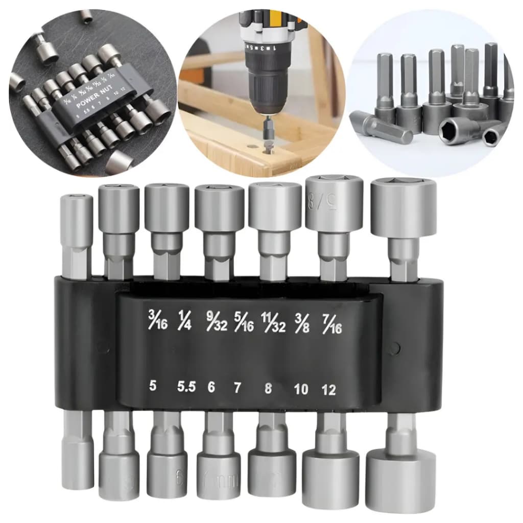 Kit Bits Soquetes Magnéticos 9/14Peças Haste 1/4 5~13mm para Furadeira Parafusadeira