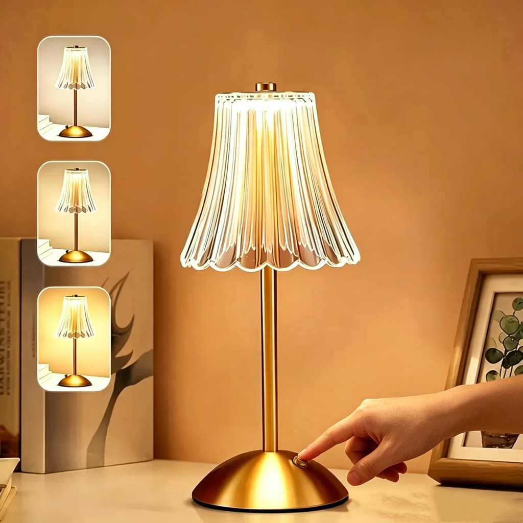 Luminária Abajur de mesa Com 3 cores LED Regulável Recarregável Decoração Sala