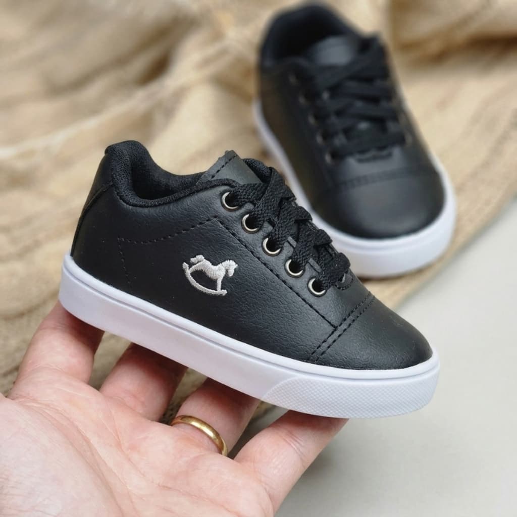 Tênis Masculino Menino Preto Infantil para Escola Confortável Leve Macio Casual Original Promoção