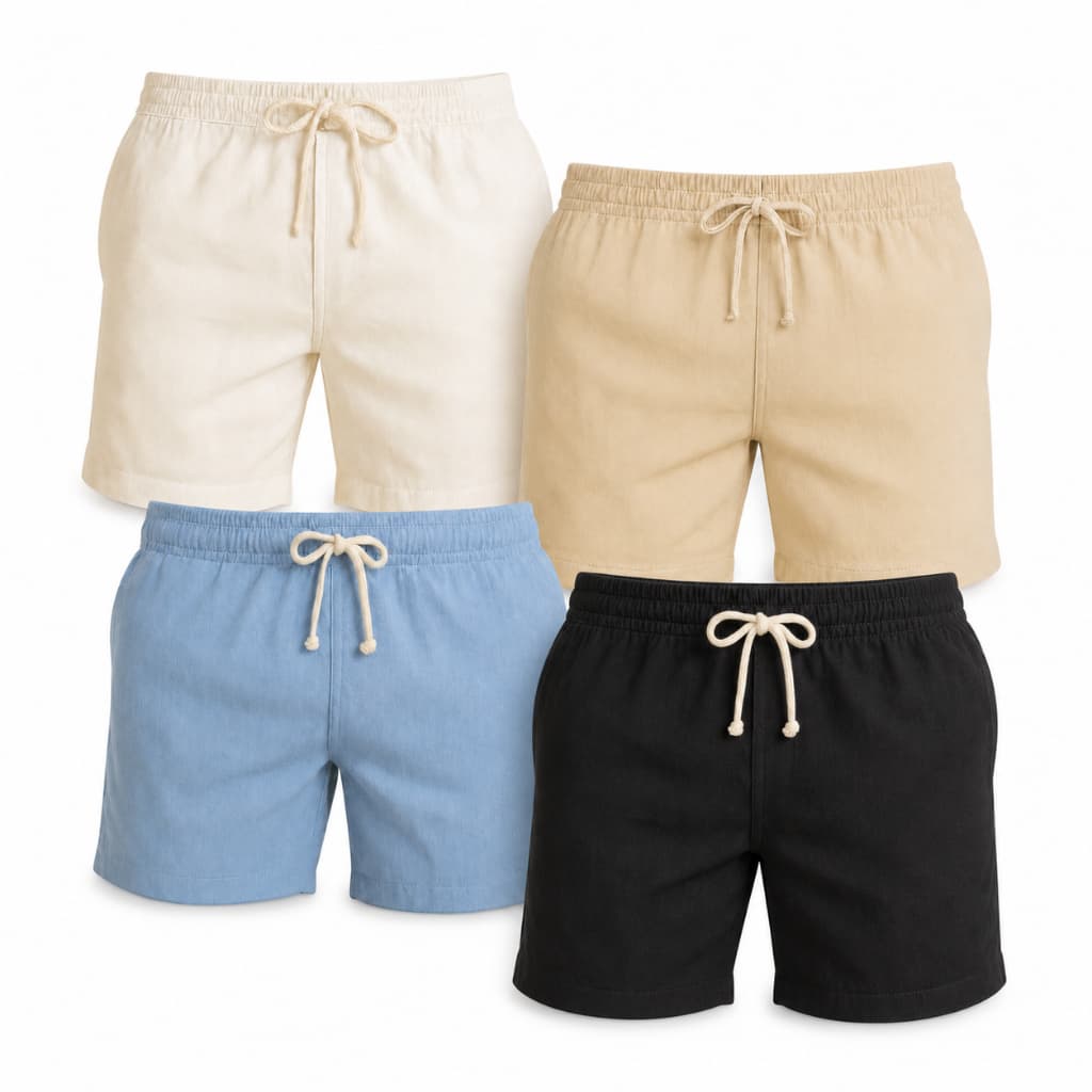Kit 4 Short Linho Bermuda Masculina Mauricinho Estilo Slim