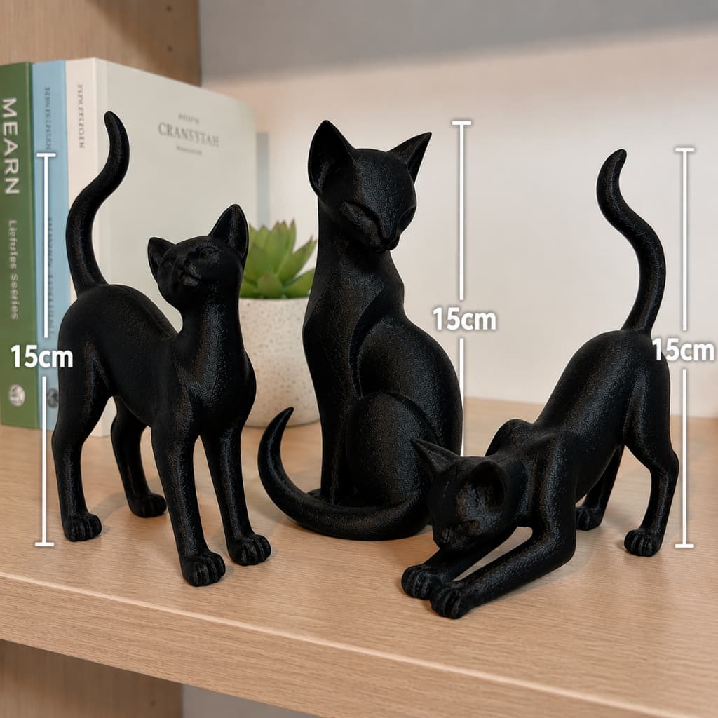 3 Escultura Gato 15 CM Decorativo para casa mesa e estante Decoração Moderna casa TAMANHOS DIFERENTES