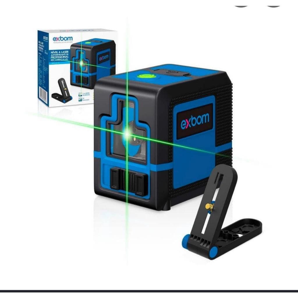 NÍVEL  LASER EXBOM VERDE 3D PROFISSIONAL 20M AUTONIVELANTE 2 LINHAS ALTA PRECISÃO.