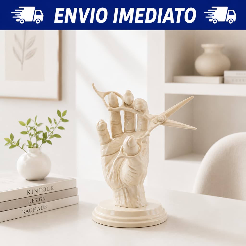 ESCULTURA DECORATIVA PROFISSIONAL PARA CABELEIREIRO E BARBEIRO MÃO COM TESOURA – EDIÇÃO PREMIUM MINIMALISTA MINIMALISTA,
