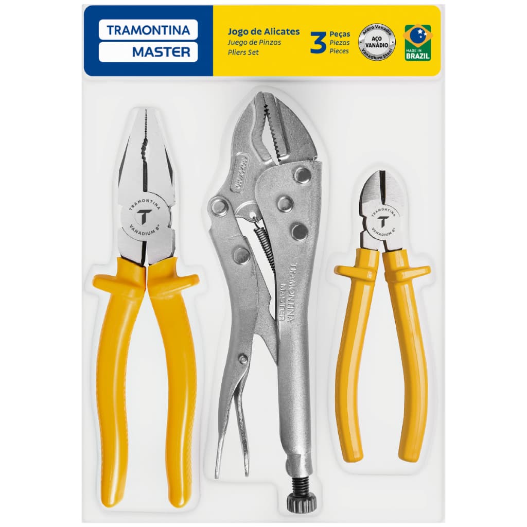 Kit de Ferramentas Tramontina MASTER com Alicate de Pressão 10" Alicate Universal 8" e Alicate Corte Diagonal 6"
