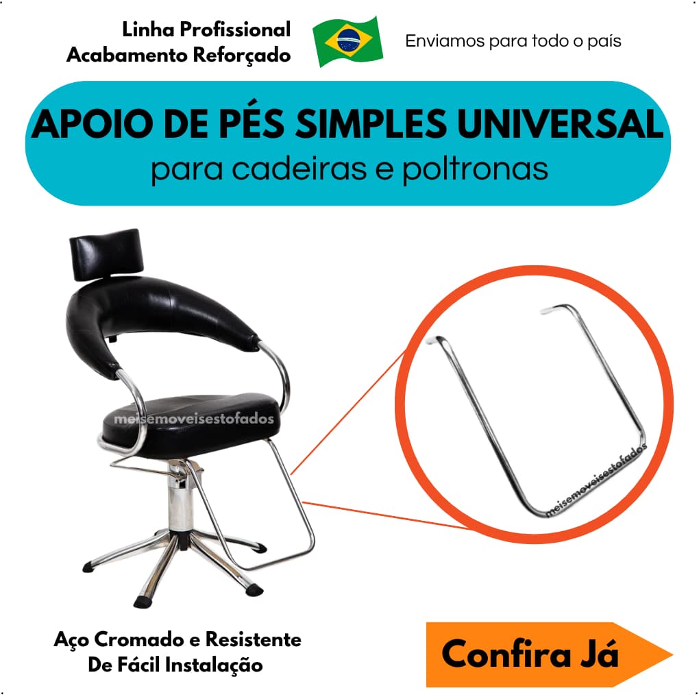 Apoio de Pés Parapé Cadeira de Cabeleireiro Cadeira para Salão de Beleza Barbeiro Cromado Universal