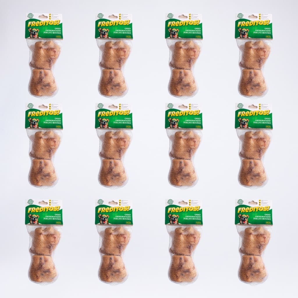Kit 12 Osso Desidratado Joelho Bovino Mordedor Natural Petisco Freditos 2 Unidades