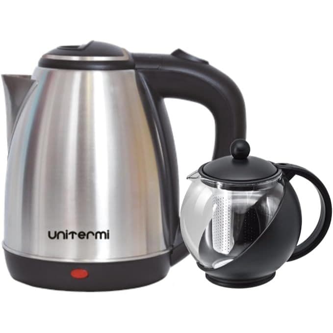 Kit Chaleira Elétrica Inox 1,8L com Jarra Infusora Inox/Preta 750 ML