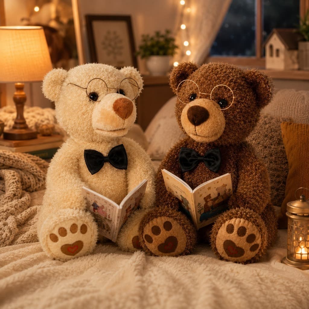 Urso Contador de Histórias Interativo Infantil 10 Histórias, Canta, Mexe a Boca, Controle de Volume e Textos p/ Leitura