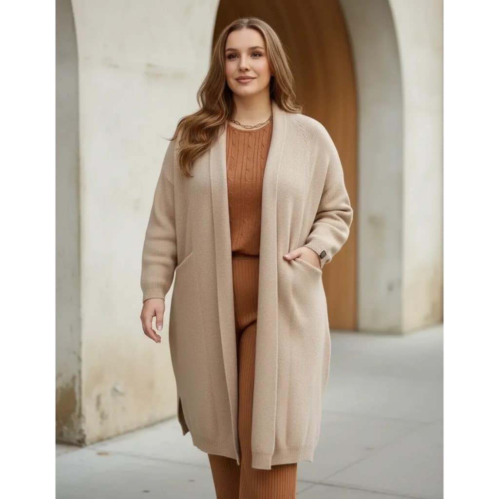 Sobretudo Feminino Plus Size Tricot Premium Fio Pluma Quentinho