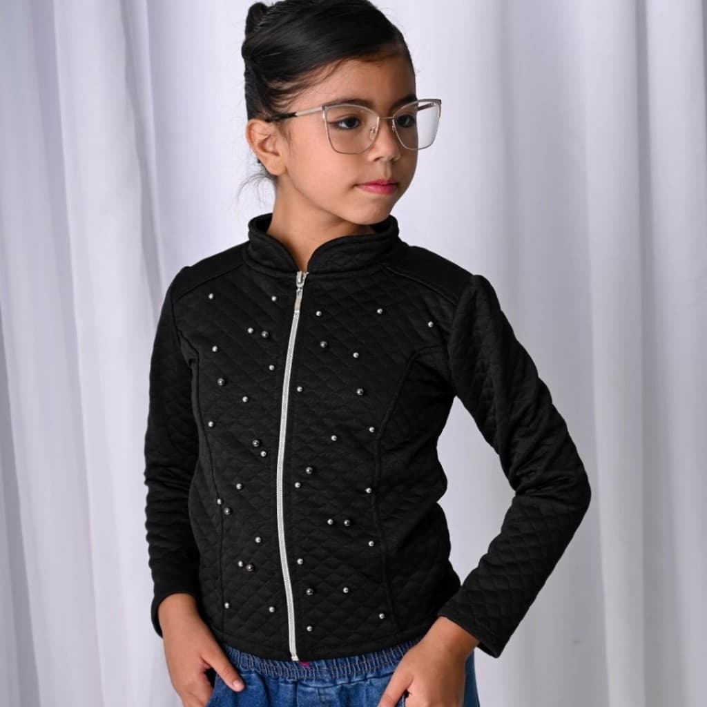 Casaco Jaqueta Infantil Feminino inverno Quente Com Zíper Inverno Fofo Pérolas Casaco Diário outono inverno  infantil