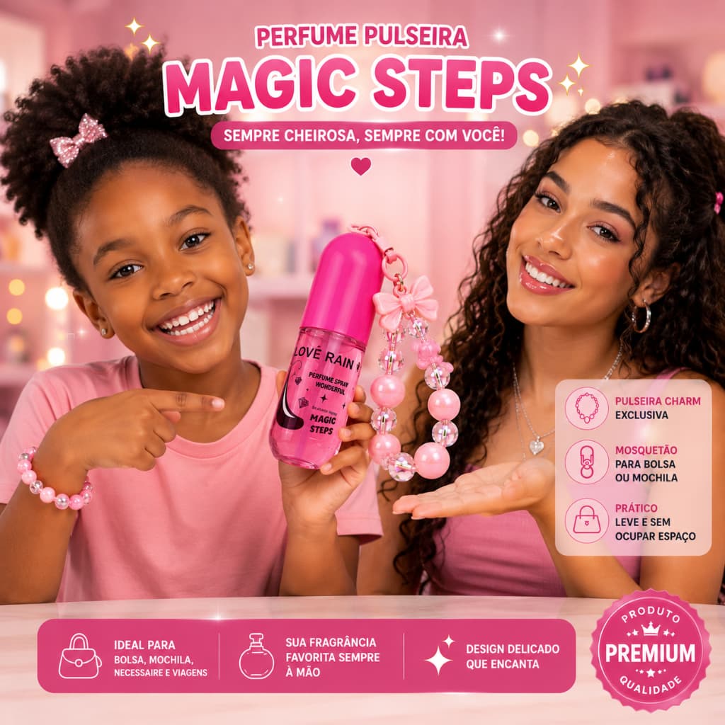 Perfume Feminino Infantil e Infanto Juvenil 35ml c Pulseira | Perfume de Bolsa, Chaveiro, Portátil