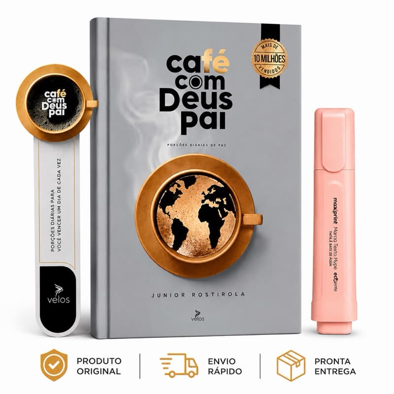 Livro Devocional Café com Deus Pai Edição 2026 + Marca Texto Maxprint Hype