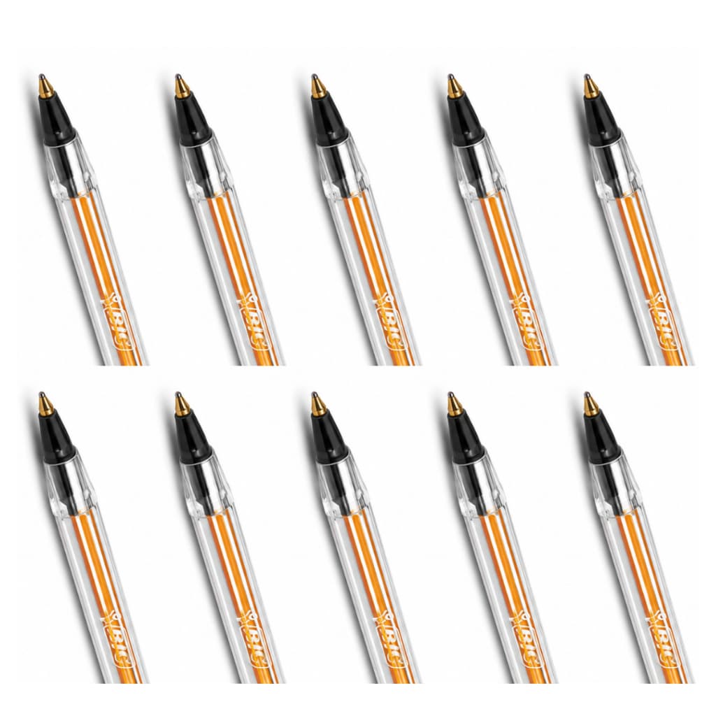 Kit 10 Canetas Esferográficas Bic Cristal Fina 0.8mm Preta